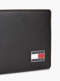 Black Leather Logo Plaque Bifold Wallet  Men