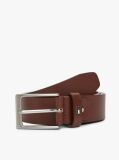 Brown Rectangular Buckle Adjustable Leather Belt  Men