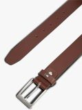 Brown Rectangular Buckle Adjustable Leather Belt  Men