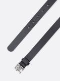Black TH Emblem Plaque Leather Belt  Women