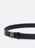 Black TH Emblem Plaque Leather Belt  Women