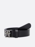 Black TH Emblem Plaque Leather Belt  Women