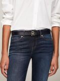 Blue TH Emblem Plaque Leather Belt  Women