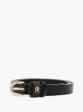 Black Essential TH Monogram Leather Belt  Women