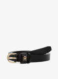 Black Essential TH Monogram Leather Belt  Women