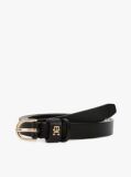Black Essential TH Monogram Leather Belt  Women