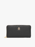 Black TH Monogram Zip-Around Wallet  Women