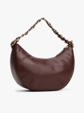 Brown Logo Leather Crescent Crossbody Bag  Women