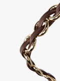 Brown Logo Leather Crescent Crossbody Bag  Women