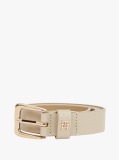 Beige TH Monogram Leather Belt  Women