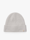 Grey Pure Cashmere Rib-Knit Beanie  Women