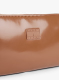 Brown Shiny Logo Plaque Shoulder Bag  Women