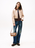 Brown Shiny Logo Plaque Shoulder Bag  Women