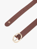 Brown Chic Twist Buckle Leather Belt  Women