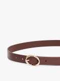 Brown Chic Twist Buckle Leather Belt  Women