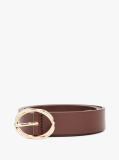 Brown Chic Twist Buckle Leather Belt  Women