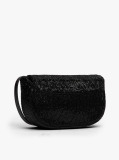 Black Beaded Leather Crossbody Bag  Women