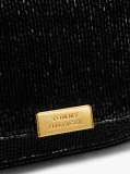 Black Beaded Leather Crossbody Bag  Women