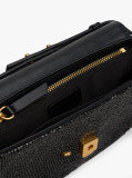 Black Beaded Leather Crossbody Bag  Women