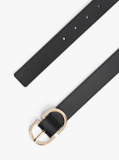 Black Oval Buckle Leather Belt  Women