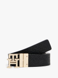 Black TH Monogram Reversible Leather Belt  Women