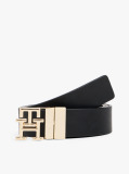 Black TH Monogram Reversible Leather Belt  Women