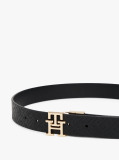 Black TH Monogram Reversible Leather Belt  Women