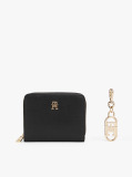 Black Zip-Around Wallet And Charm Gift Box  Women