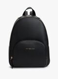Black Metallic Logo Pebble Grain Backpack  Women