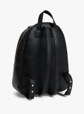 Black Metallic Logo Pebble Grain Backpack  Women