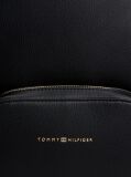 Black Metallic Logo Pebble Grain Backpack  Women