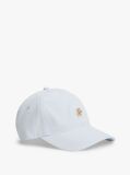 Blue Stripe Seersucker Logo Plaque Baseball Cap  Women