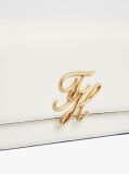 White Leather Flap Logo Plaque Crossbody Bag  Women