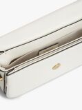 White Leather Flap Logo Plaque Crossbody Bag  Women