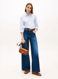 Brown Leather Flap Logo Plaque Crossbody Bag  Women