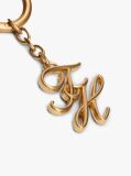 Black Logo Charm Leather Keychain  Women