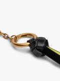 Black Logo Charm Leather Keychain  Women