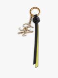 Black Logo Charm Leather Keychain  Women