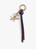Red Logo Charm Leather Keychain  Women