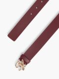 Red Logo Plaque Buckle Leather Belt  Women