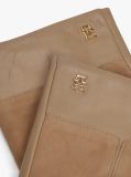Beige Chic Suede Back Leather Gloves  Women