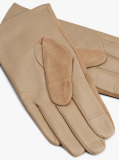 Beige Chic Suede Back Leather Gloves  Women