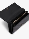 Black Hilfiger Icon Embossed Flap Wallet  Women