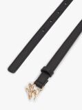 Black Logo Plaque Buckle Leather Belt  Women