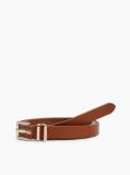 Brown Square Roller Buckle Leather Belt  Women