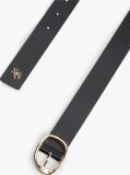 Black Sculpted Buckle Leather Belt  Women