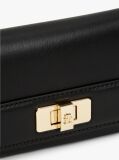 Black Modern TH Monogram Turn Lock Trifold Wallet  Women