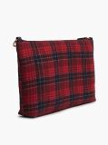 Blue Wool Blend Check Chain Shoulder Bag  Women