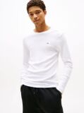 White LONG SLEEVED RIBBED ORGANIC COTTON T-SHIRT  Men
