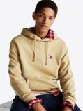 Khaki Tommy Badge Drawstring Hoody  Men